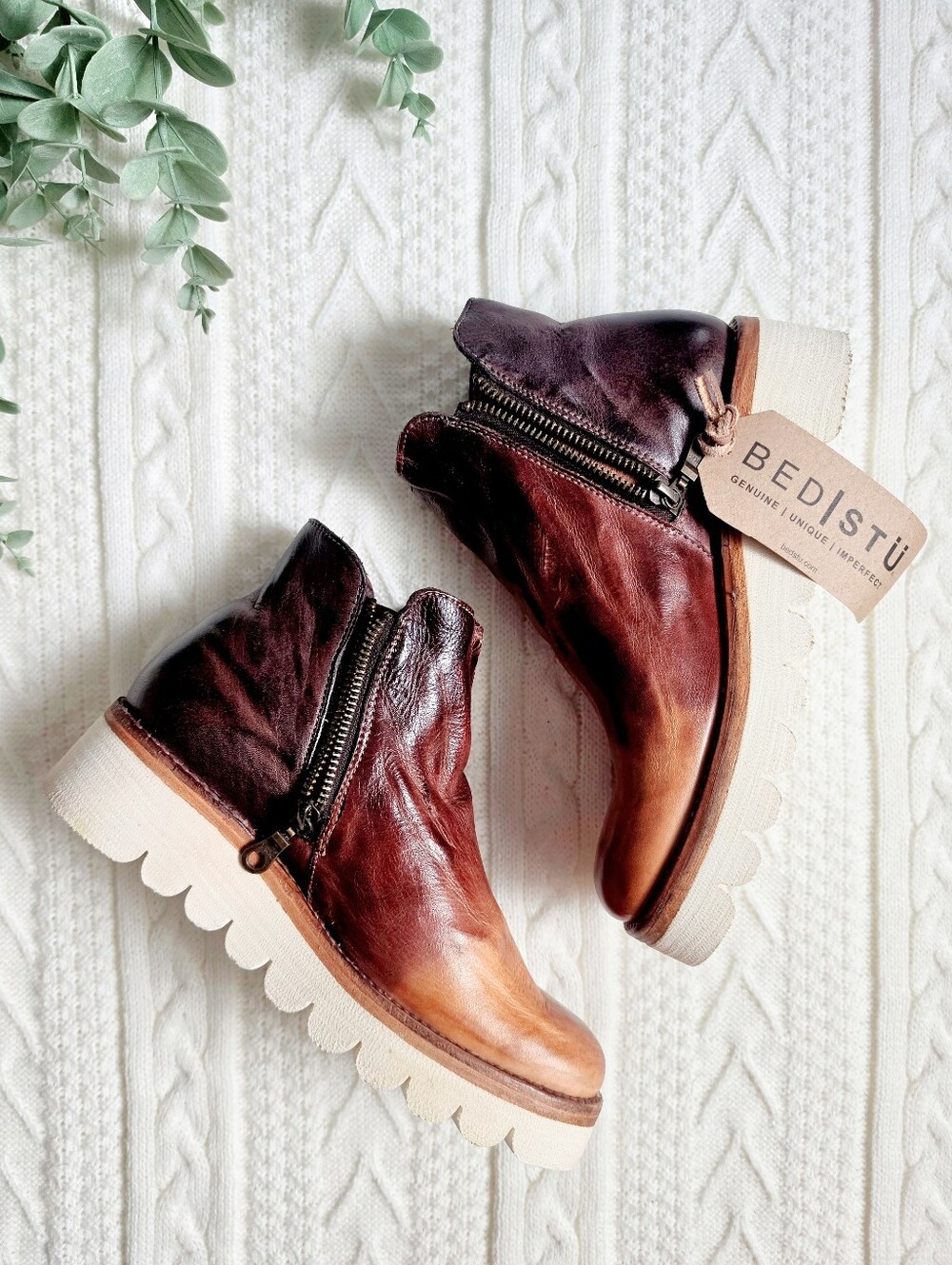 BED STU Lydyi Boots Cold Brew Tie Dye Leather Platform Ankle Bootie NIB 6 - Picture 8 of 15